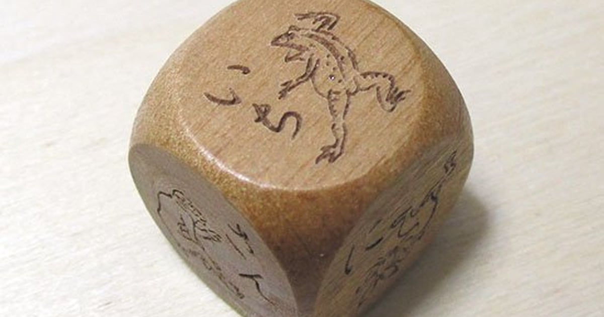 木製 鳥獣戯画 ダイス 6面 サイコロ ドラタコ オリジナル